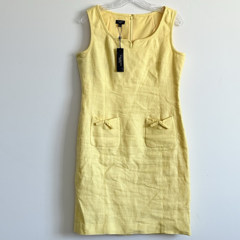 NEW Talbots Linen Blend‎ Dress Butter Yellow Event Party Old Money Sz 10P
